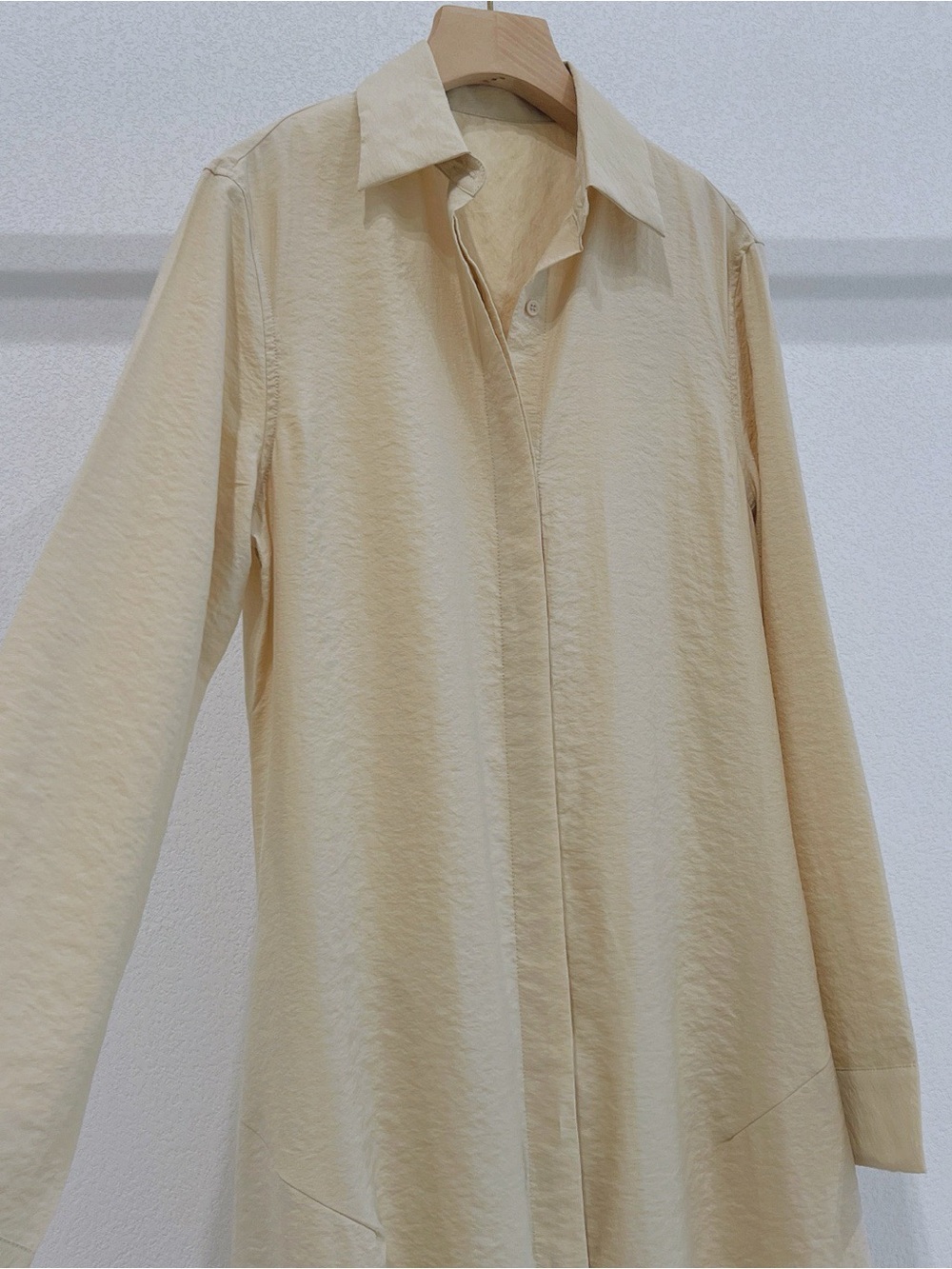 NWOT Toteme Beige Long Shirt Dress with Collar, Size 38 = M - Picture 2 of 10